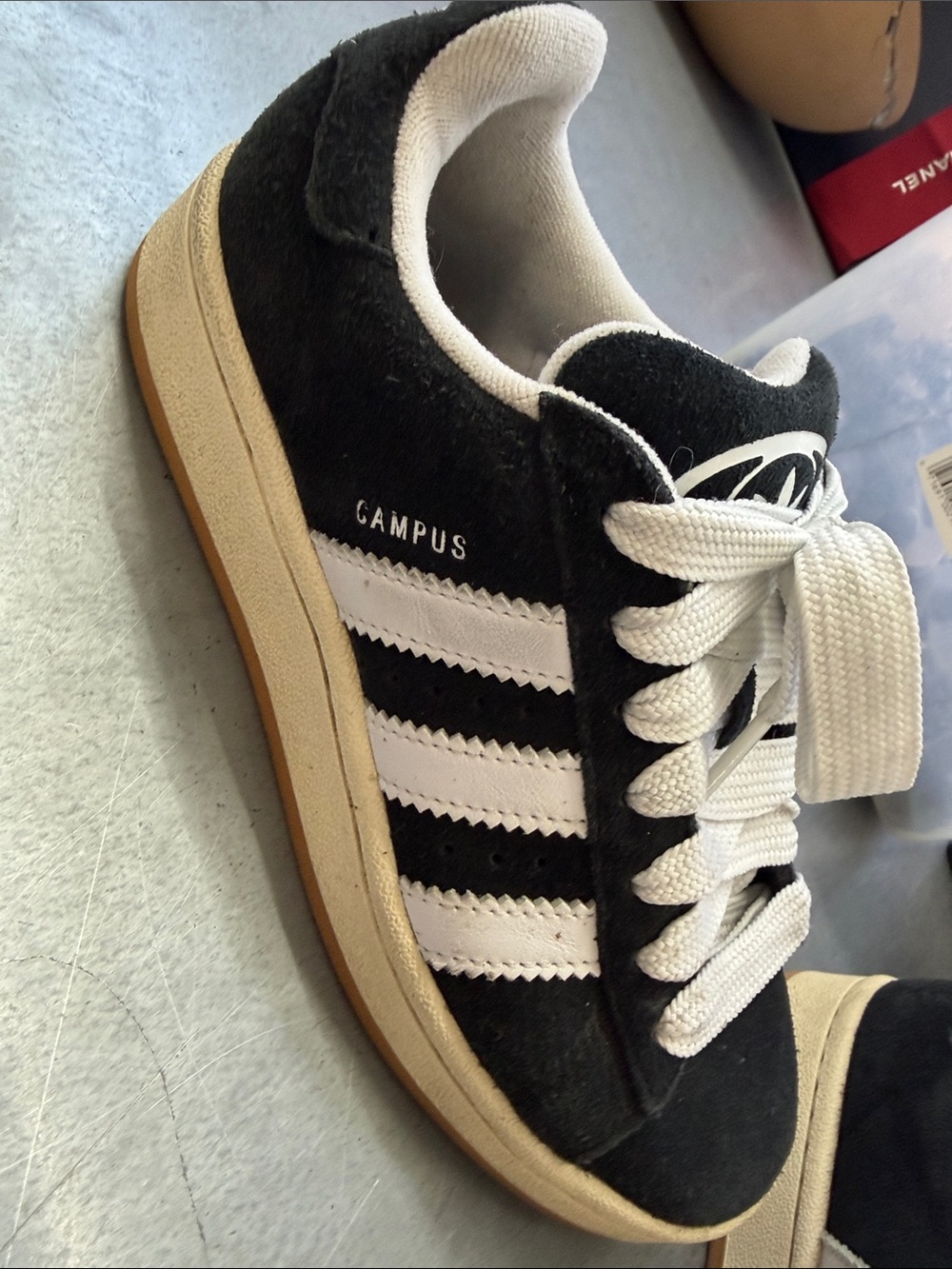 adidas Campus Women's Black Suede Sneakers with White Stripes